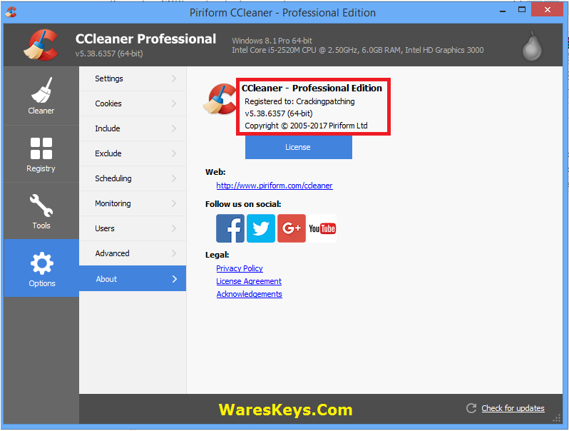 CCleaner Professional Serial key